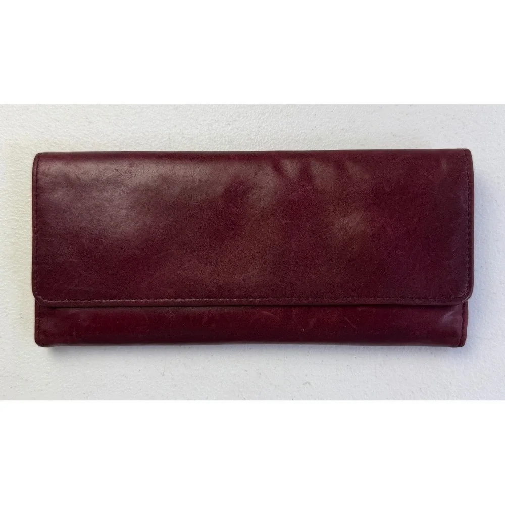 Hobo Clutch Wallet Large Plum Burgundy Leather Organizer Boho Chic Travel Bag